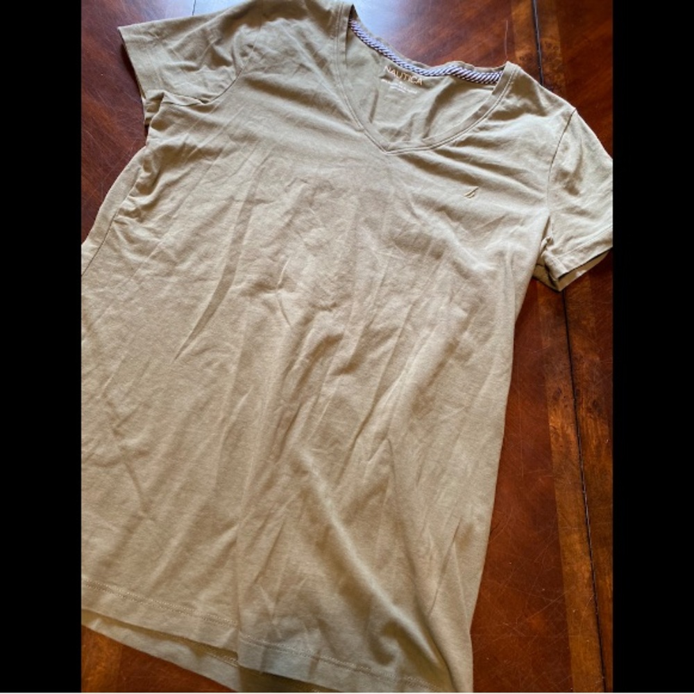 Nautica Women's Short Sleeve V-Neck Tee - Khaki